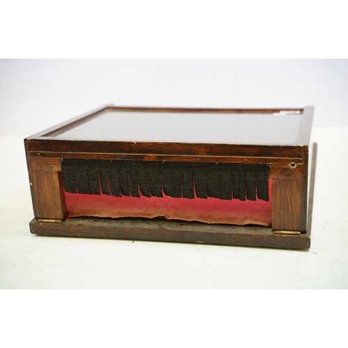 647 - Early 20th century oak framed glazed table top display cabinet with sloping top, 47cm wide x 47cm de... 