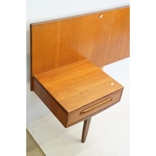 650 - G Plan bedroom suite (lacking maker's label), two bedside cabinets / headboard, manufactured as one ... 
