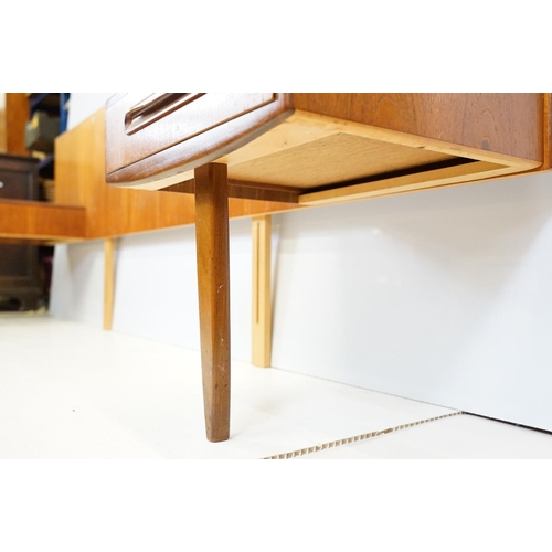 650 - G Plan bedroom suite (lacking maker's label), two bedside cabinets / headboard, manufactured as one ... 