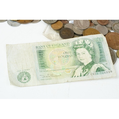 363 - A box of mixed coins to include United Kingdom and European examples.