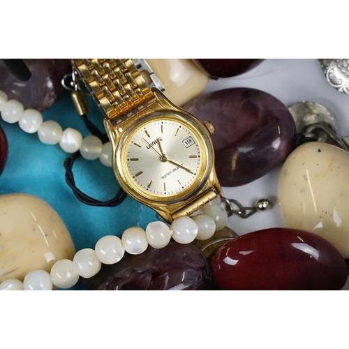 366 - A collection of mixed costume jewellery to include silver examples together with a selection of wris... 