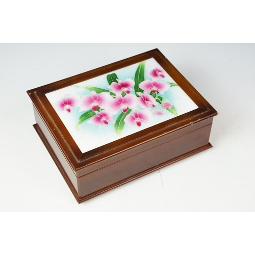 367 - Jewellery box and contents including silver multi stone dress ring, watches and brooches