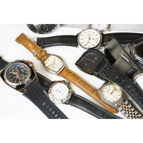 374 - Collection of gents watches to include chronographs, Lucerne, Ben Sherman, Sekonda, Police automatic... 