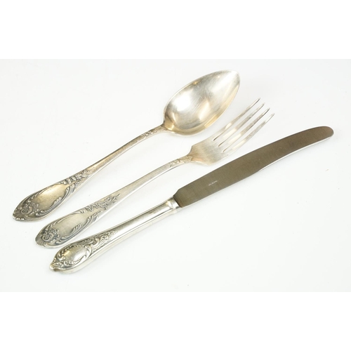377 - A selection of Russian silver plated cutlery.