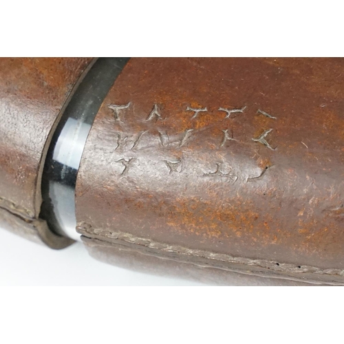 193 - Two vintage hip flasks including leather and glass