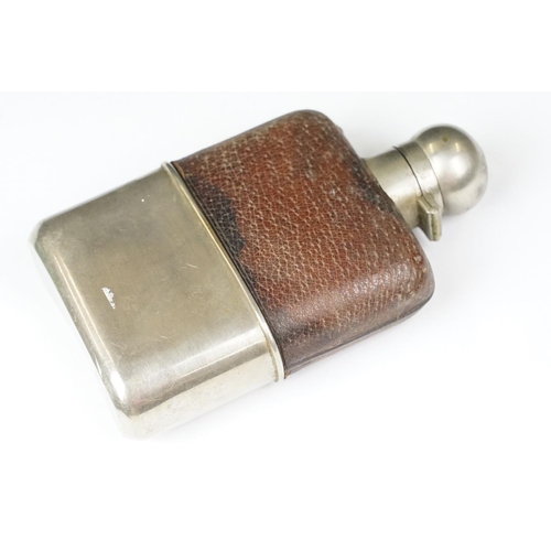 193 - Two vintage hip flasks including leather and glass