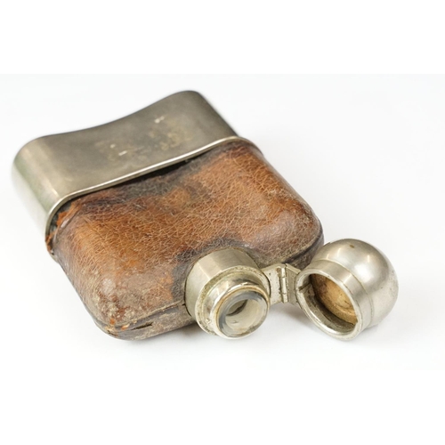193 - Two vintage hip flasks including leather and glass
