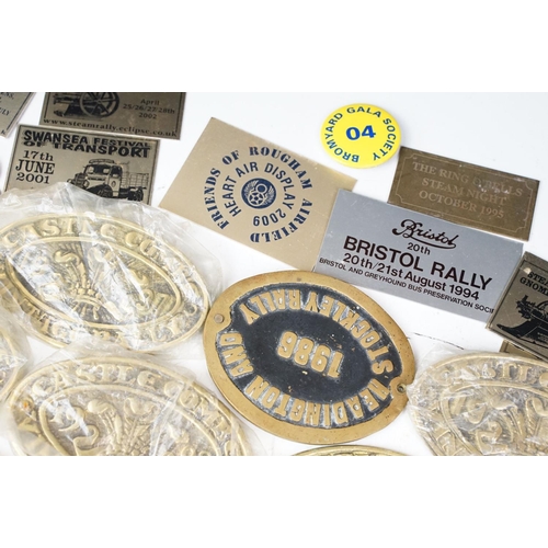 385 - A collection of mixed car badges together with a selection of brass steam rally badges.