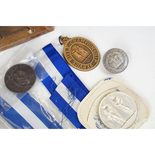 388 - Collection of Bisley shooting medals including Royal Marines rifle association, regular army pistol ... 