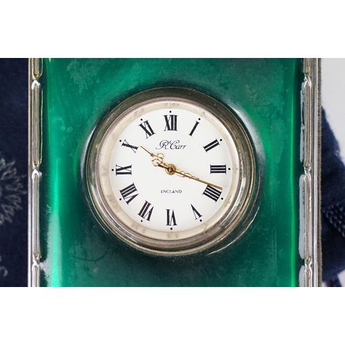 394 - A small group of mixed collectables to include a hallmarked sterling silver and enamel desk clock, a... 