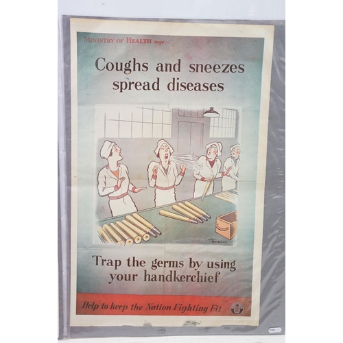 418 - Group of Second World war posters to include 'We want your kitchen waste, a ministry of Health 'Coug... 