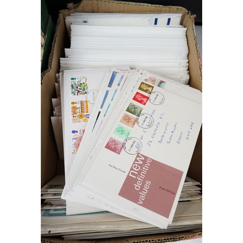 428 - Collection of assorted stamps to include a selection of first day covers, an album of matchbox label... 