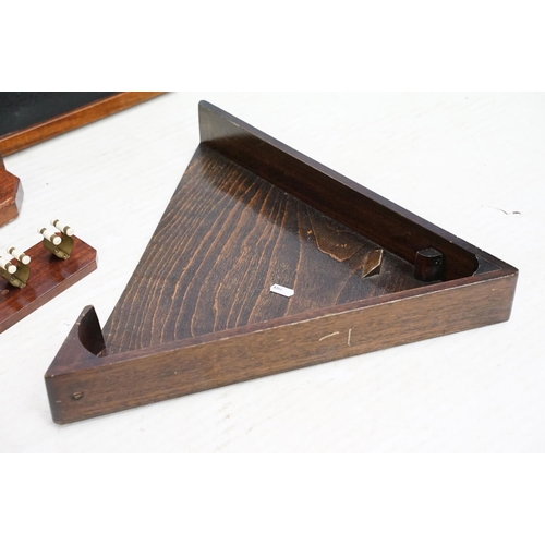 490 - Riley Burwat Ltd snooker / billiards scoreboard, together with a cue rack and triangle & stand