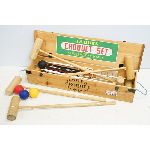 491 - Jaques of London croquet set comprising four wooden mallets, eight balls, hoops & rulebook, plus two... 