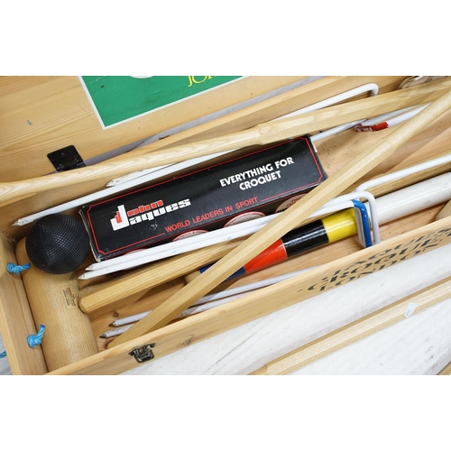 491 - Jaques of London croquet set comprising four wooden mallets, eight balls, hoops & rulebook, plus two... 