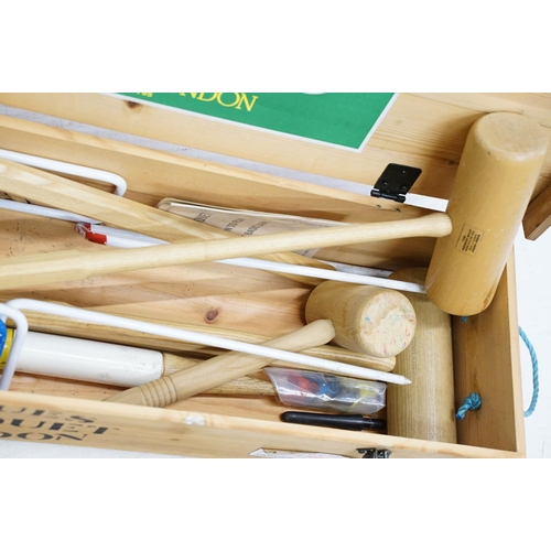 491 - Jaques of London croquet set comprising four wooden mallets, eight balls, hoops & rulebook, plus two... 