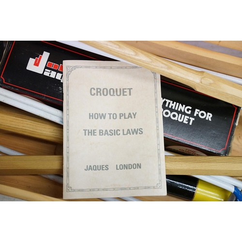 491 - Jaques of London croquet set comprising four wooden mallets, eight balls, hoops & rulebook, plus two... 