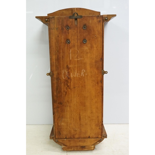 496 - Early 20th century mahogany wall clock, the silvered dial with Arabic numerals, approx 78cm tall