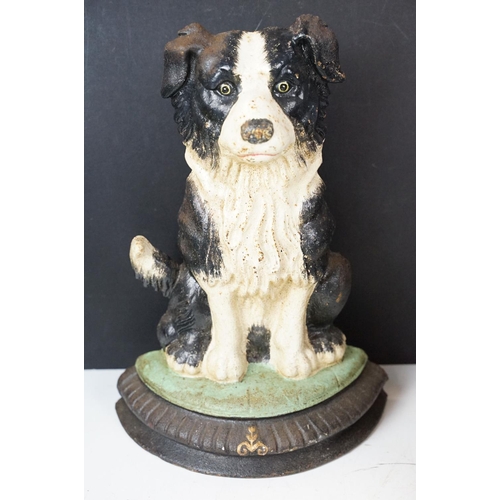 500 - Collection of eight cast iron figures to include a pair of Greyhound ornaments, Panther, Michelin Ma... 