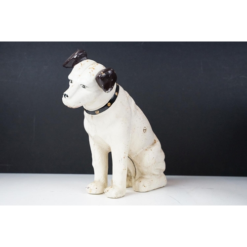 500 - Collection of eight cast iron figures to include a pair of Greyhound ornaments, Panther, Michelin Ma... 