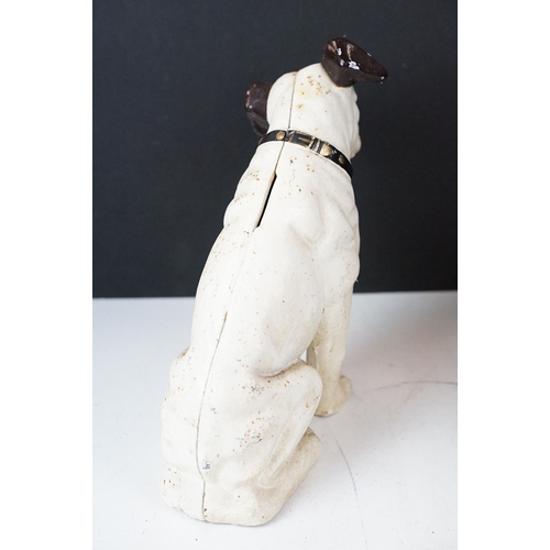 500 - Collection of eight cast iron figures to include a pair of Greyhound ornaments, Panther, Michelin Ma... 