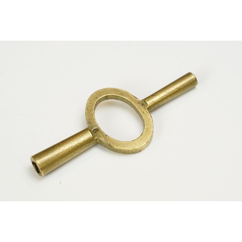 330 - Brass carriage timepiece, with case and key