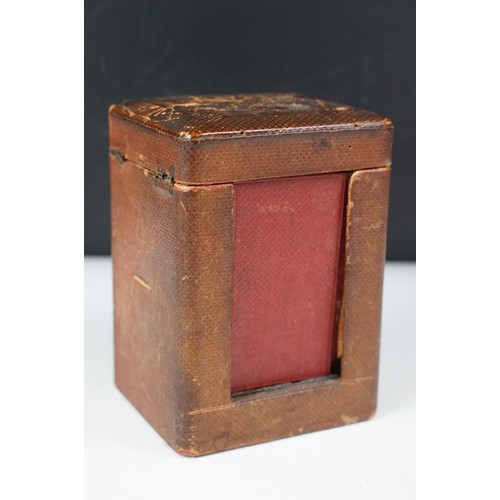 330 - Brass carriage timepiece, with case and key