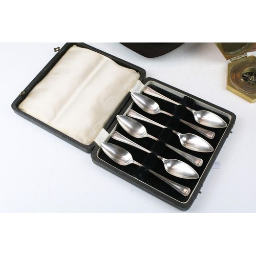 450 - Assorted 20th Century items to include a Christy's of London hat, small tribal mask, two brass and c... 