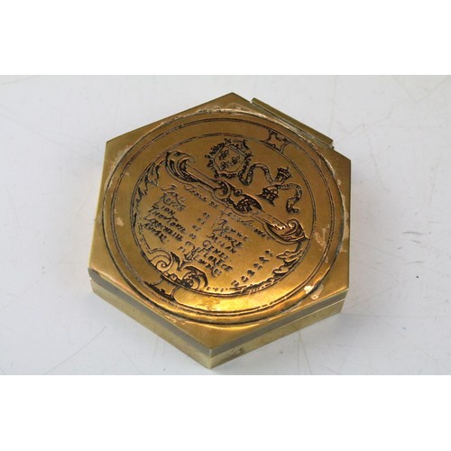 450 - Assorted 20th Century items to include a Christy's of London hat, small tribal mask, two brass and c... 