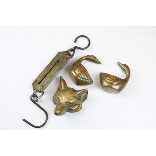 450 - Assorted 20th Century items to include a Christy's of London hat, small tribal mask, two brass and c... 