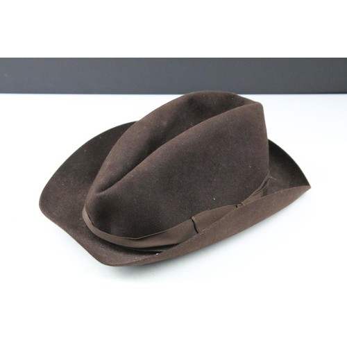 450 - Assorted 20th Century items to include a Christy's of London hat, small tribal mask, two brass and c... 