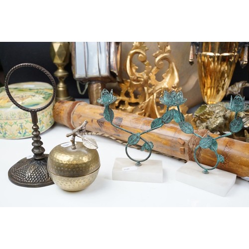 358 - Pair of gilt metal curtain tie backs, modelled as branches of flowers and leaves, each 25cm long, an... 