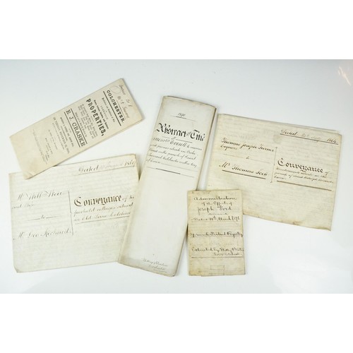 256 - Ephemera - two indentures, 1863 and 1869, Particulars and Conditions of Sale for Properties sold by ... 