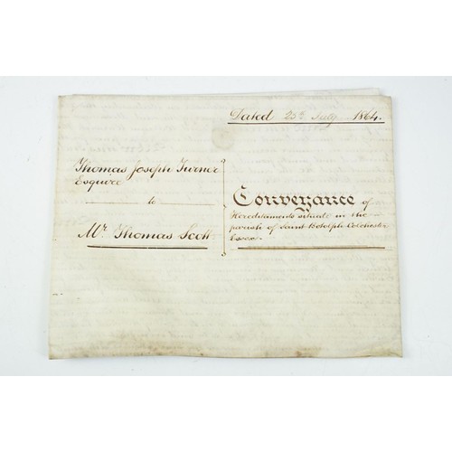 256 - Ephemera - two indentures, 1863 and 1869, Particulars and Conditions of Sale for Properties sold by ... 