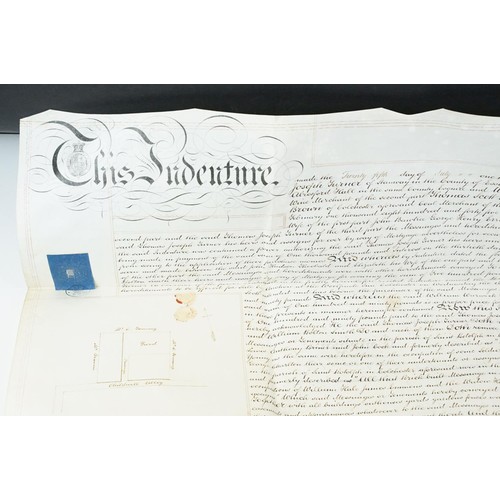 256 - Ephemera - two indentures, 1863 and 1869, Particulars and Conditions of Sale for Properties sold by ... 