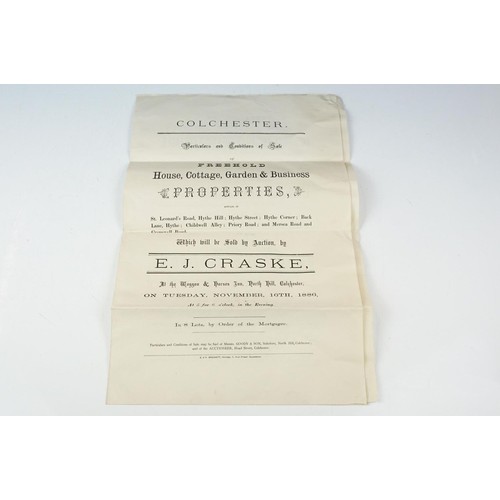 256 - Ephemera - two indentures, 1863 and 1869, Particulars and Conditions of Sale for Properties sold by ... 