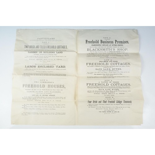 256 - Ephemera - two indentures, 1863 and 1869, Particulars and Conditions of Sale for Properties sold by ... 