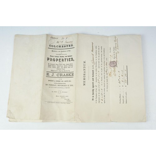 256 - Ephemera - two indentures, 1863 and 1869, Particulars and Conditions of Sale for Properties sold by ... 
