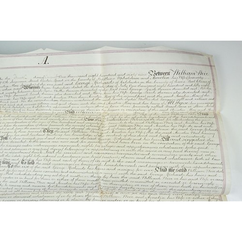 256 - Ephemera - two indentures, 1863 and 1869, Particulars and Conditions of Sale for Properties sold by ... 