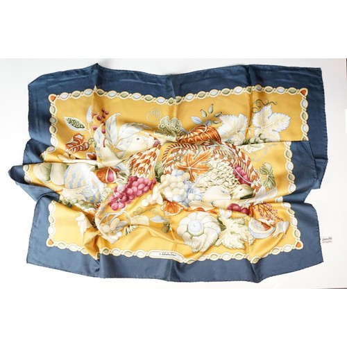 335 - Collection of three vintage silk scarves, comprising: Gucci, Salvatore Ferragamo and Selles a Housse... 