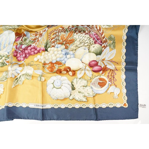 335 - Collection of three vintage silk scarves, comprising: Gucci, Salvatore Ferragamo and Selles a Housse... 