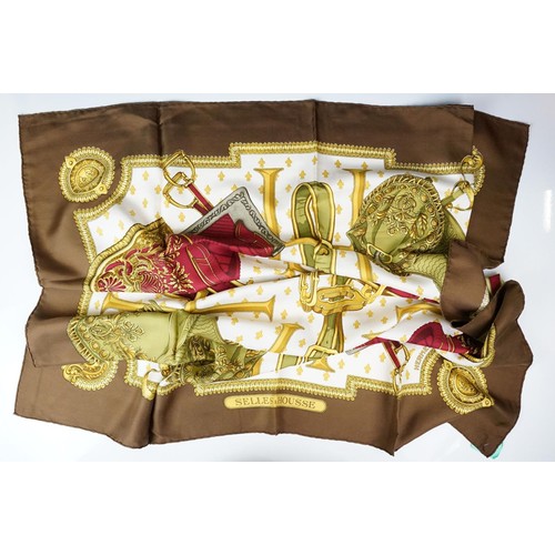 335 - Collection of three vintage silk scarves, comprising: Gucci, Salvatore Ferragamo and Selles a Housse... 