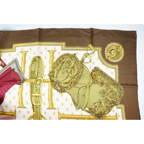 335 - Collection of three vintage silk scarves, comprising: Gucci, Salvatore Ferragamo and Selles a Housse... 