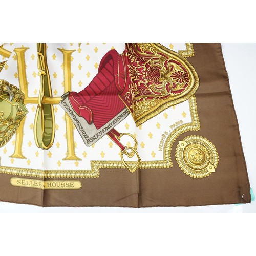 335 - Collection of three vintage silk scarves, comprising: Gucci, Salvatore Ferragamo and Selles a Housse... 