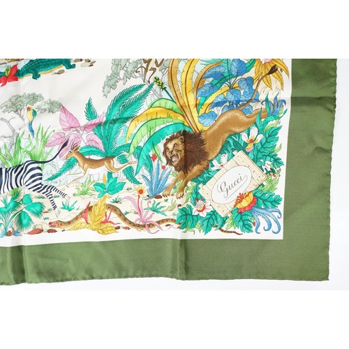 335 - Collection of three vintage silk scarves, comprising: Gucci, Salvatore Ferragamo and Selles a Housse... 