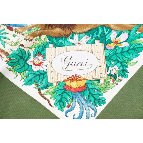 335 - Collection of three vintage silk scarves, comprising: Gucci, Salvatore Ferragamo and Selles a Housse... 