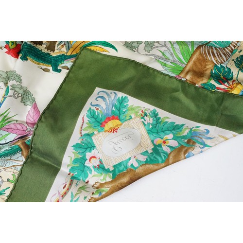 335 - Collection of three vintage silk scarves, comprising: Gucci, Salvatore Ferragamo and Selles a Housse... 