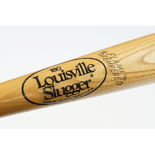 336 - 180 Louisville Slugger flame tempered baseball bat, Spalding top grain leather baseball mitt and fou... 