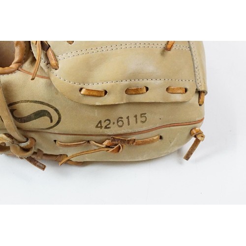 336 - 180 Louisville Slugger flame tempered baseball bat, Spalding top grain leather baseball mitt and fou... 