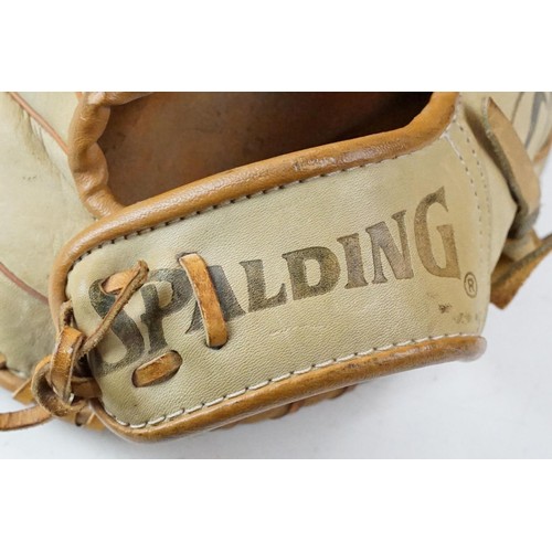 336 - 180 Louisville Slugger flame tempered baseball bat, Spalding top grain leather baseball mitt and fou... 